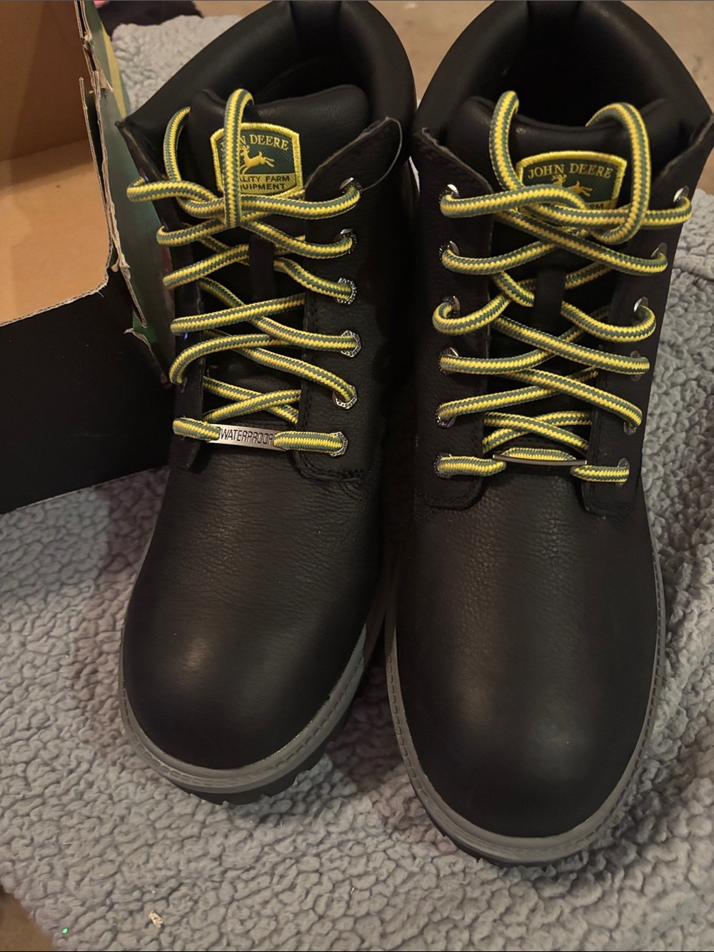 NWT John Deere Skechers Waterproof Black Work Boots Size 13